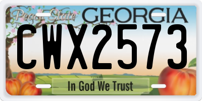 GA license plate CWX2573