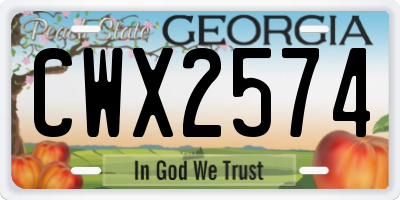 GA license plate CWX2574