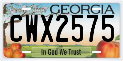 GA license plate CWX2575