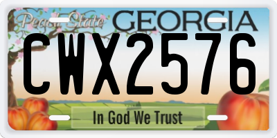 GA license plate CWX2576