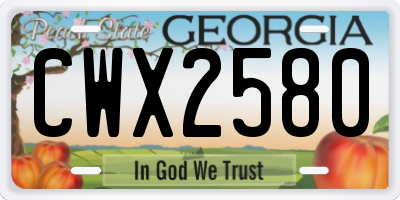 GA license plate CWX2580