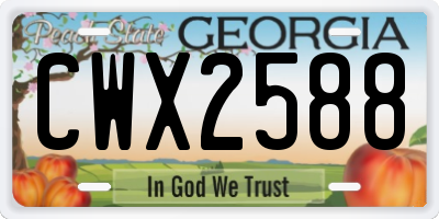 GA license plate CWX2588