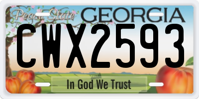 GA license plate CWX2593