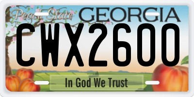 GA license plate CWX2600