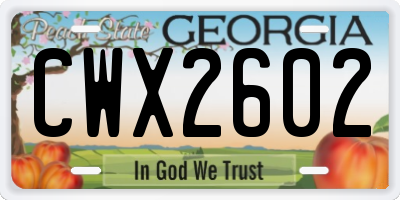 GA license plate CWX2602
