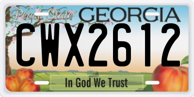GA license plate CWX2612