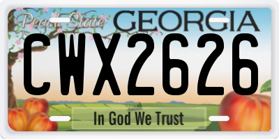 GA license plate CWX2626