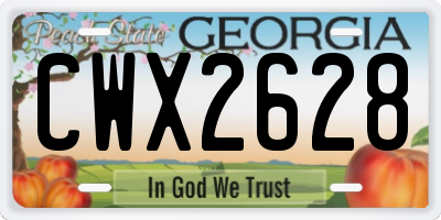 GA license plate CWX2628