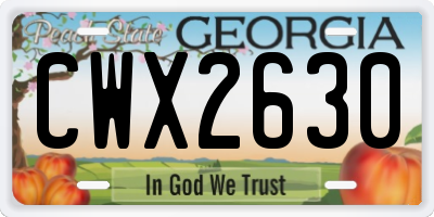 GA license plate CWX2630