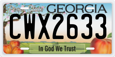 GA license plate CWX2633