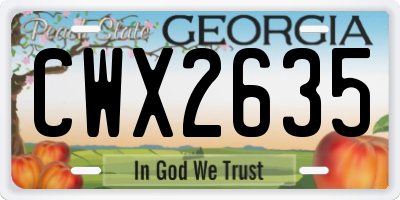 GA license plate CWX2635