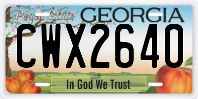 GA license plate CWX2640