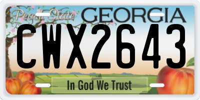 GA license plate CWX2643