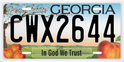 GA license plate CWX2644