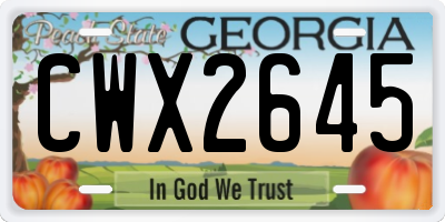 GA license plate CWX2645