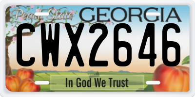GA license plate CWX2646
