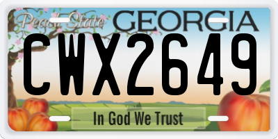 GA license plate CWX2649