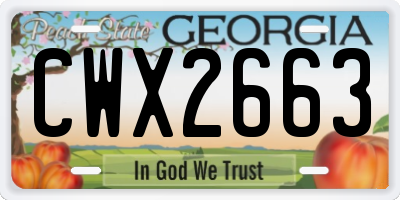 GA license plate CWX2663