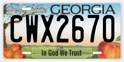 GA license plate CWX2670