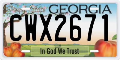 GA license plate CWX2671