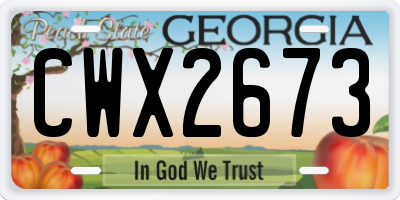 GA license plate CWX2673