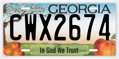 GA license plate CWX2674