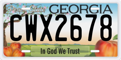 GA license plate CWX2678