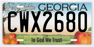 GA license plate CWX2680