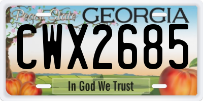 GA license plate CWX2685