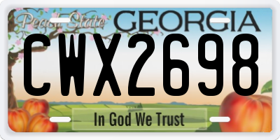 GA license plate CWX2698