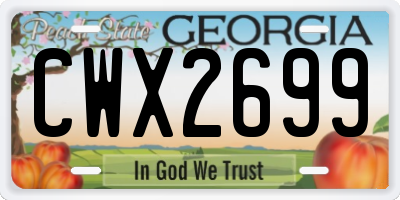GA license plate CWX2699