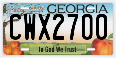 GA license plate CWX2700