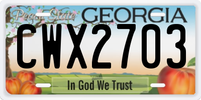 GA license plate CWX2703