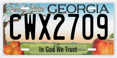 GA license plate CWX2709