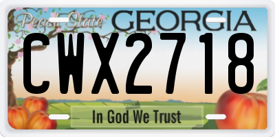 GA license plate CWX2718