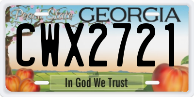 GA license plate CWX2721