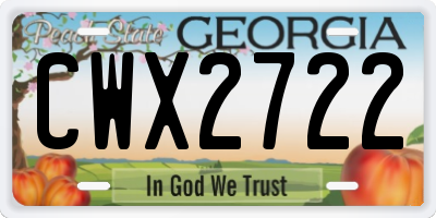 GA license plate CWX2722