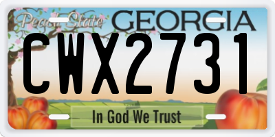GA license plate CWX2731