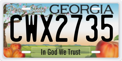 GA license plate CWX2735