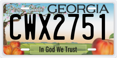 GA license plate CWX2751