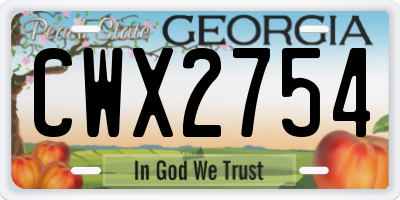 GA license plate CWX2754