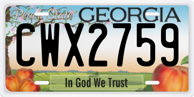 GA license plate CWX2759