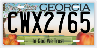 GA license plate CWX2765