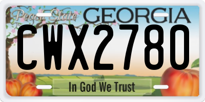 GA license plate CWX2780