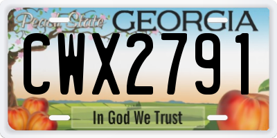 GA license plate CWX2791