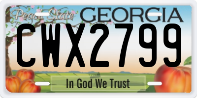 GA license plate CWX2799