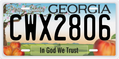 GA license plate CWX2806