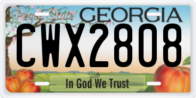 GA license plate CWX2808