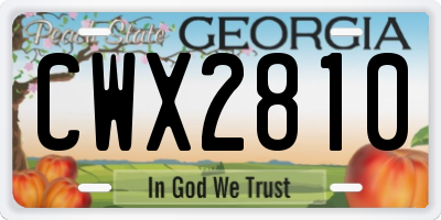 GA license plate CWX2810