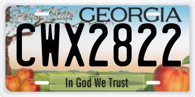 GA license plate CWX2822